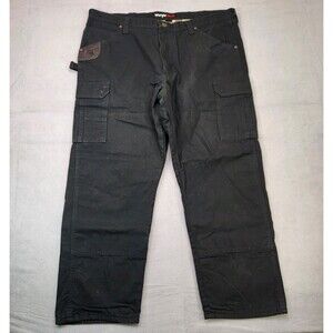 Wrangler Riggs Workwear Flannel Lined Pants Men's 44x30 Black Ripstop Cargo